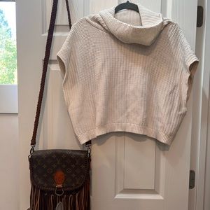 Free people cowl neck short sleeved cropped sweater cream (L)